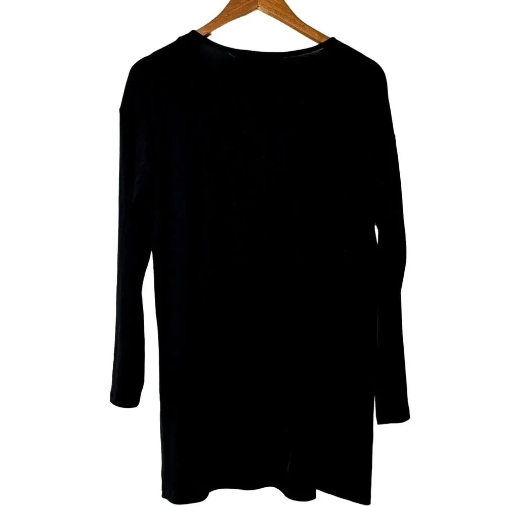 INC International Concepts V-Neck Black Pullover Sweater Long Sleeve Medium